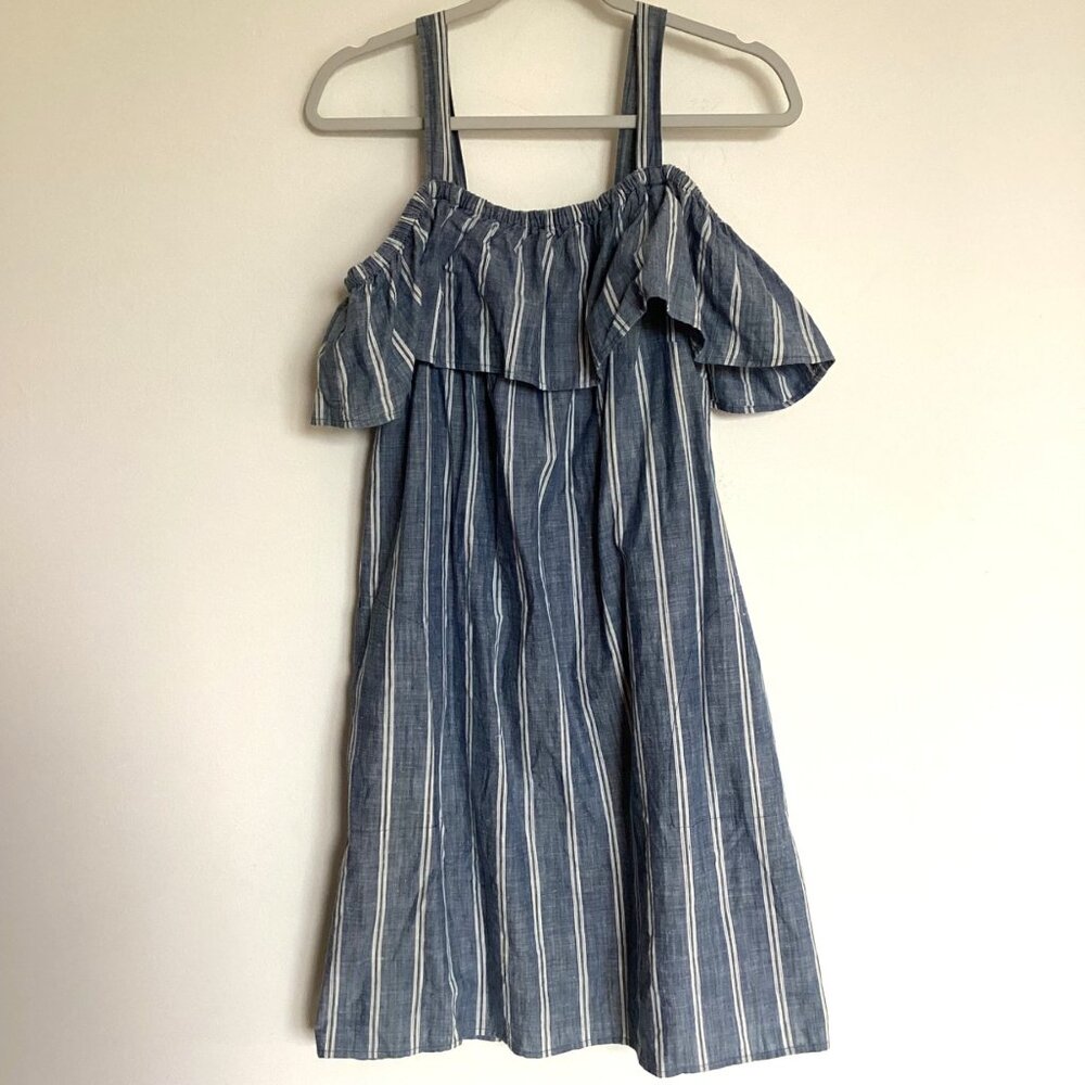 J. Crew Cotton Blue and White Striped Short Summer Dress Size XL